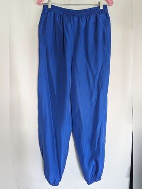 Women's XS Vintage Blue Jogger Pants 100% Silk Lined
